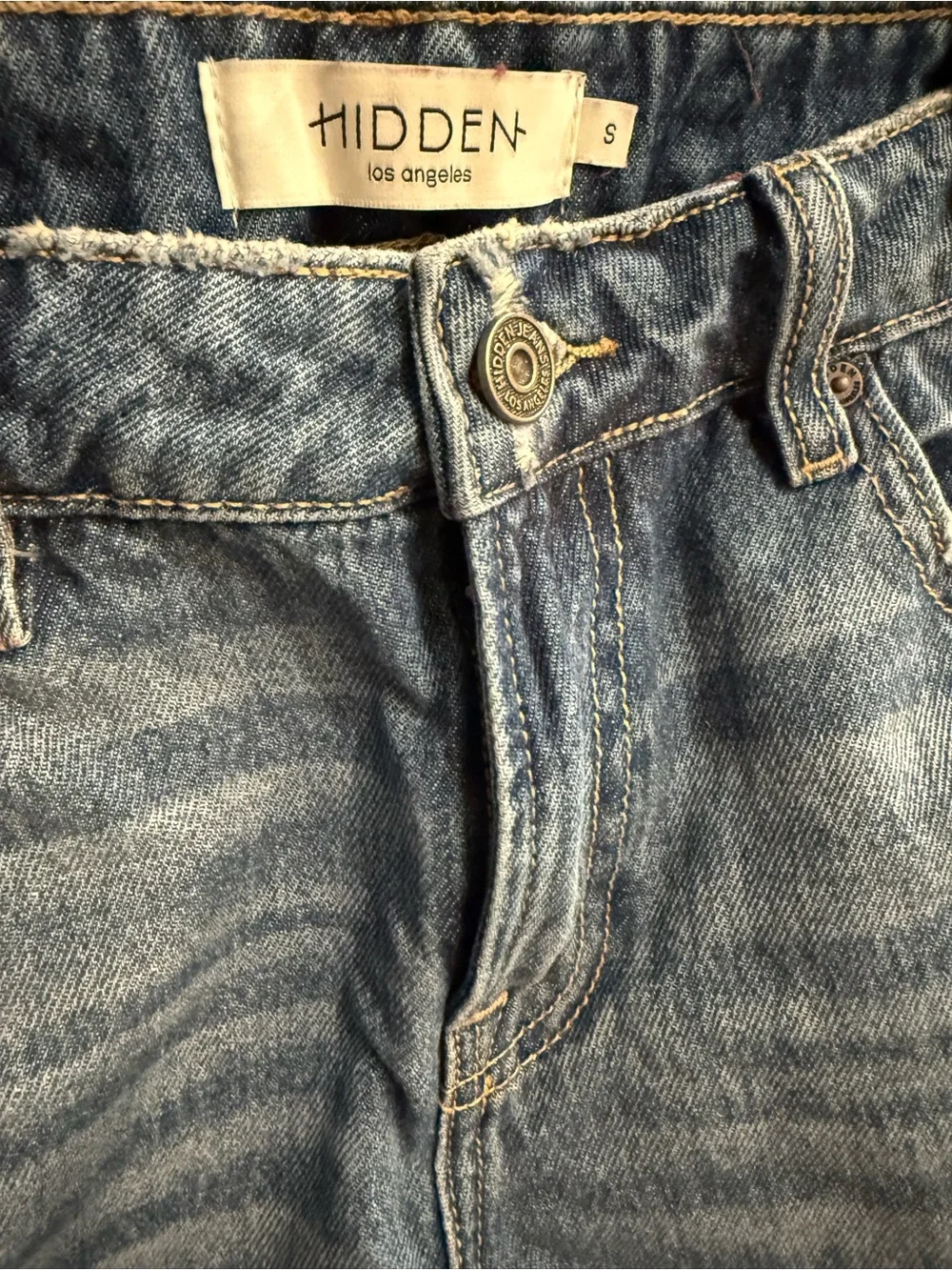 Hidden Los Angeles Medium Blue Distressed Denim Shorts